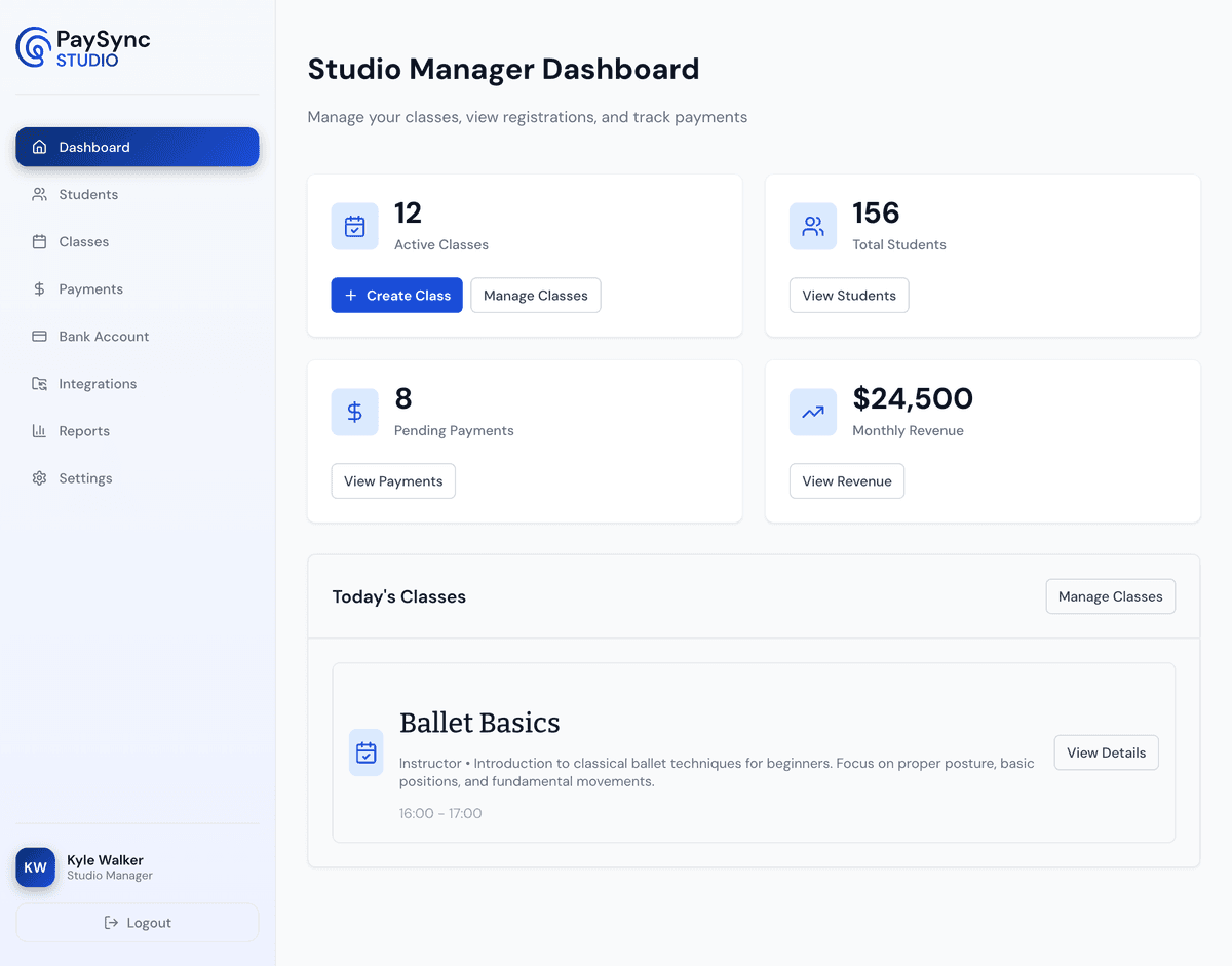 PaySync STUDIO Dashboard